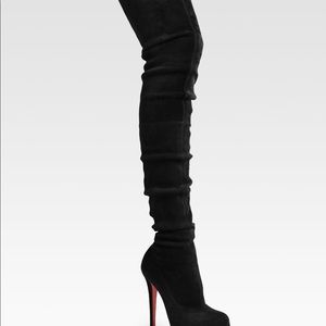 Christian Louboutin Gazolina 140 Over Knee Suede Boots, Size 38.5